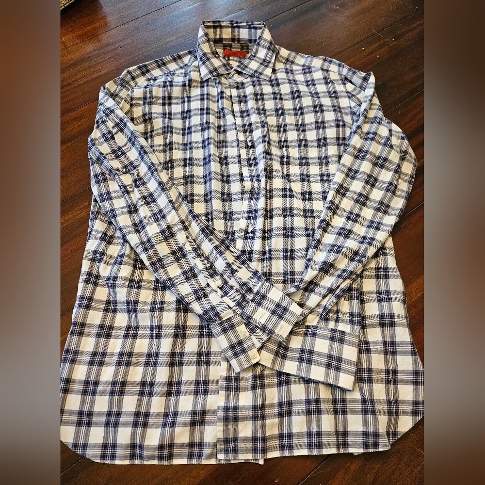 Isaia Plaid Button Down Shirt